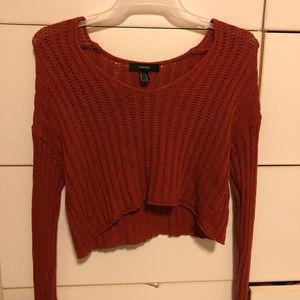 red cropped sweater